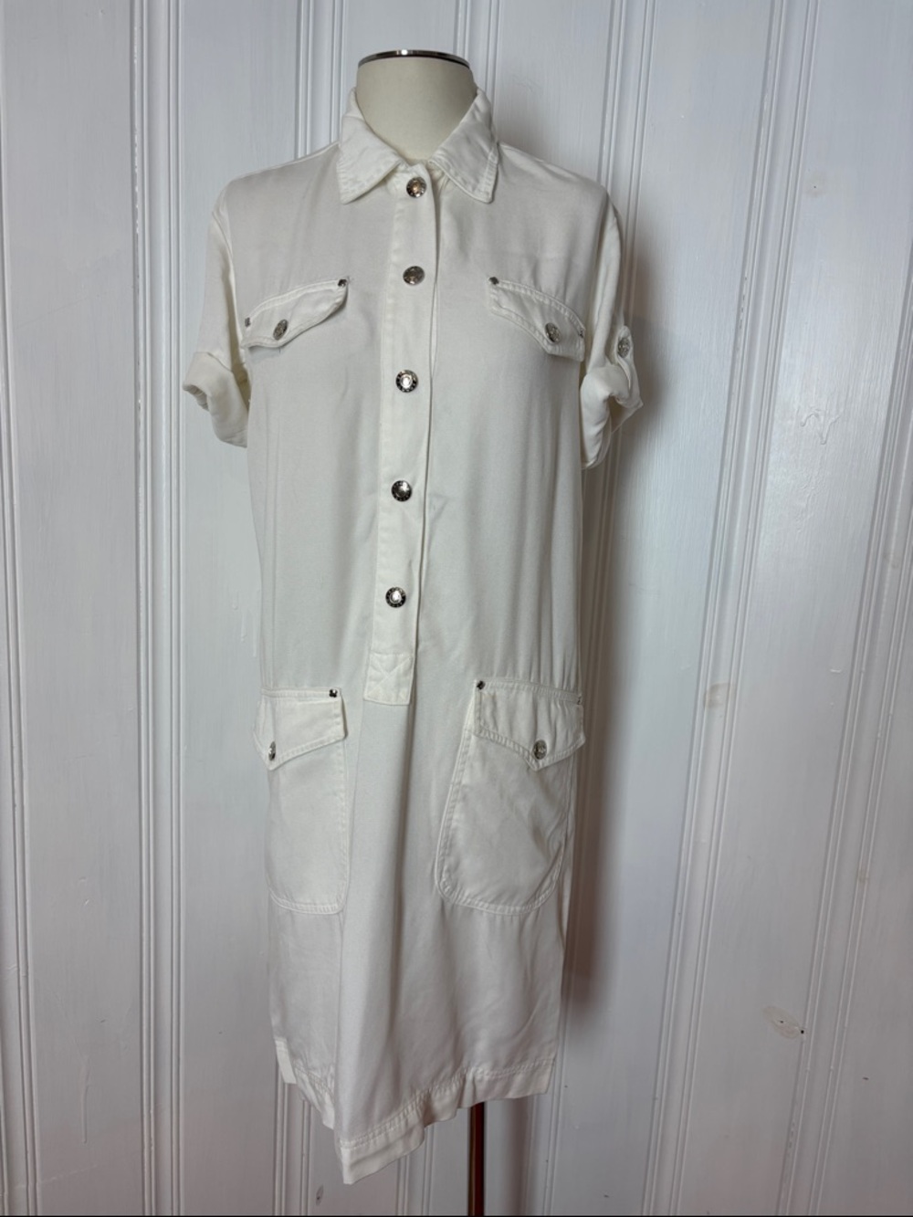 GEORGES RECH Sport White Utility Safari Shirt Dress - Size EU 36